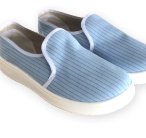 Zapatos de protección de trabajo superior de lona con rayas ESD antiestáticas para salas limpias Zapatos con suela de PU/PVC ESD
