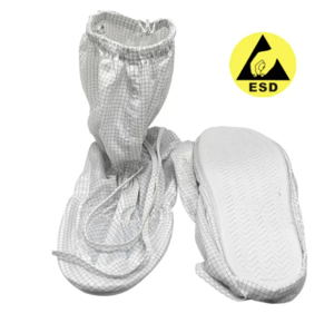 ESD calza la bota a prueba de polvo del recinto limpio de los botines de seguridad de la tela del ceñidor blanco antiestático de 5m m